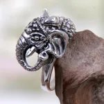 Sterling silver cocktail ring, 'Gallant Elephant' - Sterling Silver Elephant Ring Hand Crafted in Indonesia