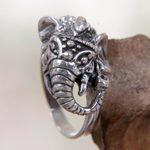 Sterling silver cocktail ring, 'Gallant Elephant' - Sterling Silver Elephant Ring Hand Crafted in Indonesia