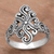 Sterling silver cocktail ring, 'Flower and Heart' - Hand Crafted Indonesian Sterling Silver Ring with Hearts (image 2b) thumbail