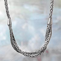 Sterling silver chain necklace, 'Inseparable Duo' - Hand Made Sterling Silver Chain Necklace from Indonesia