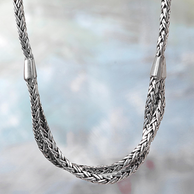 Collar de cadena de plata esterlina - Collar de cadena de plata esterlina hecho a mano de Indonesia