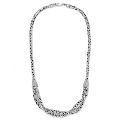 Sterling silver chain necklace, 'Inseparable Duo' - Hand Made Sterling Silver Chain Necklace from Indonesia