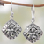 Sterling silver dangle earrings, 'Sacred Flower' - Hand Made Sterling Silver Dangle Earrings Floral Indonesia (image 2) thumbail