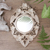 Wood wall mirror, 'Jembrana Frangipani' - Hand-Carved Wood Round Floral Wall Mirror from Bali