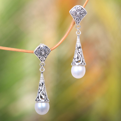 Cultured pearl dangle earrings, Lotus Bud Promise