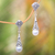 Cultured pearl dangle earrings, 'Lotus Bud Promise' - Balinese Cultured Pearl Earrings Crafted of Sterling Silver thumbail