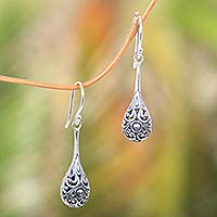 Sterling silver dangle earrings, 'Maraca' - Sterling Silver Handmade Dangle Earrings from Bali