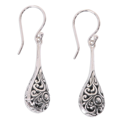 Sterling silver dangle earrings, 'Maraca' - Sterling Silver Handmade Dangle Earrings from Bali