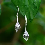 Cultured pearl dangle earrings, 'White Calla Lily' - Balinese Cultured Pearl Earrings Crafted of Sterling Silver