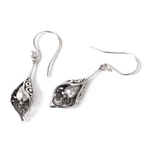 Cultured pearl dangle earrings, 'White Calla Lily' - Balinese Cultured Pearl Earrings Crafted of Sterling Silver