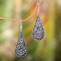 Sterling silver dangle earrings, 'Sun-Dried Leaves' - Handmade 925 Sterling Silver Dangle Earrings