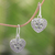 Sterling silver heart earrings, 'Romantic Frangipani' - Handcrafted Floral Heart Earrings in Sterling Silver (image 2) thumbail
