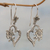 Sterling silver dangle earrings, 'Hibiscus Bloom' - Indonesian 925 Sterling Silver Flower Heart Dangle Earrings