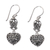 Sterling silver dangle earrings, 'Blooming Hearts' - Heart-Shaped Sterling Silver Dangle Earrings from Bali