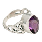Amethyst cocktail ring, 'Lavender Moon' - Amethyst Sterling Silver Ring Handmade in Indonesia