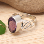 Amethyst cocktail ring, 'Lavender Moon' - Amethyst Sterling Silver Ring Handmade in Indonesia