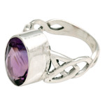 Amethyst cocktail ring, 'Lavender Moon' - Amethyst Sterling Silver Ring Handmade in Indonesia