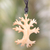 Anhänger Halskette aus Knochen und Leder, 'Balinesischer Banyanbaum'. - Lederhalskette mit einem handgeschnitzten Knochenbaum-Anhänger