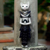 Wood wall sculpture, 'White Palace Cat' - Wood Sculpture of a White Cat in Ancient Thai Dress (image 2) thumbail