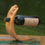 Wood wine bottle holder, 'Brown Balinese Lizard' - Lizard Theme Hand Carved Brown Wood Wine Bottle Holder (image 2) thumbail