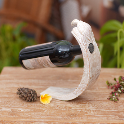 Portabotellas de madera para vino - Portabotellas de Madera con Acabado Blanco y Motivo de Tortuga