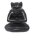 Wood sculpture, 'Black Cat Prayer' - Black Cat Praying in a Yoga Pose Signed Wood Sculpture thumbail