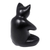 Wood sculpture, 'Black Cat Prayer' - Black Cat Praying in a Yoga Pose Signed Wood Sculpture (image 2c) thumbail