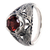 Garnet cocktail ring, 'Starling Romance' - Handcrafted Balinese Bird Theme Silver and Garnet Ring (image 2d) thumbail