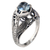 Blue topaz cocktail ring, 'Starling Romance' - Balinese Sterling Silver and Blue Topaz Bird Theme Ring (image 2d) thumbail