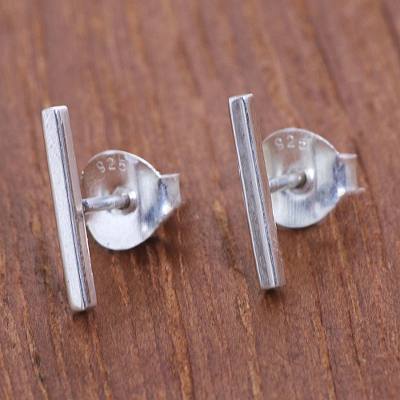Sterling Silver Bar Earrings Studs 925 Jewelry Minimalist Sterling Silver Stud Earrings Minimalist Bar Studs 925