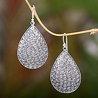 Sterling silver dangle earrings, 'Buddha's Curls'