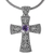 Amethyst pendant necklace, 'Tropical Cross' - Artisan Crafted Balinese Cross Necklace with Amethyst thumbail