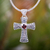 Garnet pendant necklace, 'Magnificent Cross' - Handcrafted Sterling Silver and Garnet Cross Necklace (image 2) thumbail