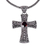 Garnet pendant necklace, 'Magnificent Cross' - Handcrafted Sterling Silver and Garnet Cross Necklace thumbail