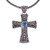 Blue topaz pendant necklace, 'Magnificent Cross' - Blue Topaz Sterling Silver Handcrafted Cross Necklace thumbail