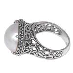 Cultured pearl cocktail ring, 'Glowing Moon' - Hand Made Cultured Pearl Cocktail Ring from Indonesia