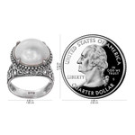 Cultured pearl cocktail ring, 'Glowing Moon' - Hand Made Cultured Pearl Cocktail Ring from Indonesia