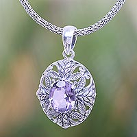Balinese Amethyst Necklace Handcrafted of Sterling Silver,'Crystalline Orchid'