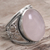 Rose quartz cocktail ring, 'Pink Moon' - Hand Crafted Sterling Silver Ring from Indonesia (image 2b) thumbail