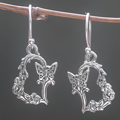 Sterling silver dangle earrings, 'Butterfly Flutter' - Sterling Silver Butterfly Dangle Earrings from Indonesia