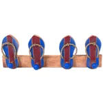 Wood coat rack, 'Flip Flops in Maroon and Blue' - Hand Carved Wood Coat Rack Agel Grass from Indonesia