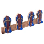 Wood coat rack, 'Flip Flops in Maroon and Blue' - Hand Carved Wood Coat Rack Agel Grass from Indonesia