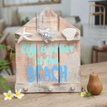 Wood coat rack, 'Life is Better at the Beach' - Beach and Nautical Distressed Wood Coat Rack from Indonesia