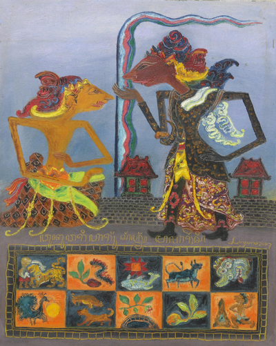 „Warigagung“ – Gemälde des weisen Wuku-Anführers der traditionellen Java-Figur