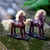 Wood sculptures, 'Red and Purple Horses' (pair) - Hand Made Wood Sculptures Rocking Horses (Pair) Indonesia (image 2b) thumbail