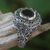 Garnet cocktail ring, 'Ornate Jungle Wreath' - Ornate Balinese Garnet and Sterling Silver Ring (image 2) thumbail