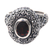 Garnet cocktail ring, 'Ornate Jungle Wreath' - Ornate Balinese Garnet and Sterling Silver Ring thumbail