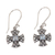 Blue topaz dangle earrings, 'Cross Pattee' - Balinese Handcrafted Silver and Blue Topaz Cross Earrings thumbail
