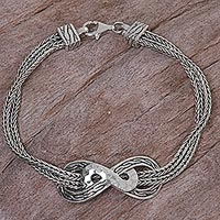 Sterling silver chain bracelet, 'Infinity Mosaic' - Hand Made Sterling Silver Chain Bracelet from Indonesia