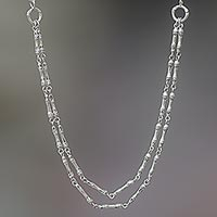 Collar de plata esterlina - Collar hecho a mano con tema de bambú en plata de primera ley.